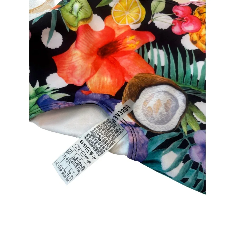 Forever 21 Tropical One Piece Swimsuit U Back Juniors Large NWOT Hygienic‎ Liner